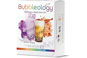 Bubbleology Milk Tea Mixology Kit with Tapioca Pearls (Pack of 1) Makes 4 Delicious Bubble Teas | 2 Brown Sugar Milk & 2 Taro