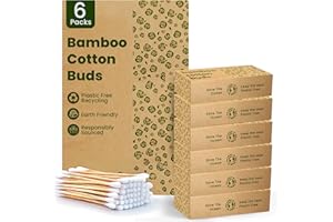 THE SUPPLY REPUBLIC 600 Bamboo Cotton Buds | 100% Eco-Friendly Biodegradable | Cotton Buds Bamboo | Ear Swabs | Ear Picks | Cotton Ear Buds | 6 x100 Ear Buds Cotton