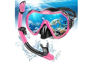 MENGINE Snorkel Set Adults, Scuba Snorkelling Packages with Anti-Fog Panoramic View Swimming Goggles,Dry Snorkel Set Suitable for Snorkeling Diving Swimming