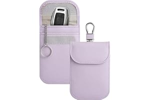 Teskyer 2 Pack Faraday Pouch for Car Keys, Keyless Car Key Signal Blocker Pouch, Rfid Key Pouch, Light Purple