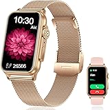 MiGuoLeyu Smartwatch Donna Chiamate e Whatsapp,1.57" HD Touchscreen con 2 Cinturini, Cardiofrequenzimetro SpO2 Sleep Monitor,