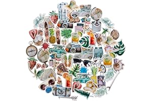 Navy Peony Lot de stickers voyage pastel et décalcomanies vacances | Petits autocollants imperméables stickers valise stickers telephone et laptop | Stickers mignons pour carnet de voyage album photo