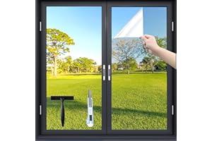 ‎FENSFOLIE Fensfolie Sonnenschutzfolie Fenster innen oder außen Silber, UV-Schutz Spiegelfolie, Ohne Rückstände Thermofolie Fenster Gegen Hitze, Sichtschutz Fensterfolie Hitzfolie (90X200cm)