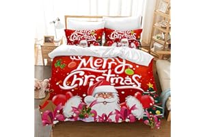 AVJWWD Set Copripiumino Natalizio Set di biancheria da letto di Natale,per bambini e bambine Set di Biancheria da Letto Decorazione Natalizia per Interni (Buon Natale, 220 x 240 cm)