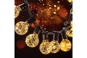MUENFLY Led Lichterkette Außen Glühbirnen, 19M Lichterkette Outdoor Strom mit 30+3 G40 bruchsichen Glühbirnen, IP44 Wasserdicht Lichterketten Außenbereich für Weihnachten, Hochzeit, Geburtstag, Valentinstag
