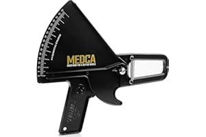 MEDCA Pro Body Skin Caliper - Handheld BMI Measuring Tool - Accurate Skinfold Caliper Measures Fat for Men and Women, for Monitoring Fitness and Weight Loss Goals, Instructions and Body Fat Chart, Black