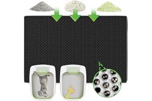 Cakkone Katzenklo Matte Groß XXL 90x60 cm Doppelte Schichte, Katzenstreu Matte Waben Design, Wasserdicht und Rutschfest, EVA Material Schwarz