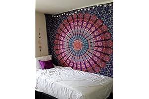 raajsee Purple Tapestry Hippie Boho Beach Blanket Mandala Indian Cotton Throw -Home Décor Indie Rug Yoga Mat Meditation Picnic Rugs 210X220 CMS