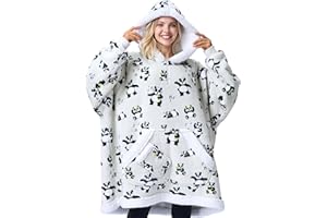 Giggling Getup tragbare Decken Hoodie – Übergroße Flanell Sherpa Fleece Sweatshirt Decke für Erwachsene, Kinder, Frauen und Männer