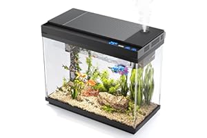 Vehipa Fish Tank, 9L Aquarium Starter Kits with Smart Humidifier, Temperature Display, 7-Color Lighting, 3 in 1 Quiet Pump with Filteration & Oxygenation & Circulation