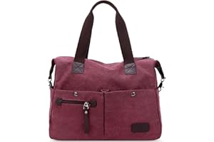 DIRRONA Décontracté Femmes Toile Sac à Main Voyage Sac Messenger Grande Sacs à Bandoulière Femme du Quotidien Multifonction L'école Sac De Toile Rouge
