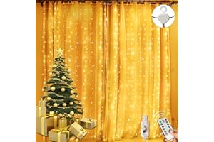 LITYBY Curtain Fairy Lights, 3m×3m 300LED USB Fairy Lights for Bedroom, 8 Modes Curtain String Lights with Remote Control, Christmas Lights for Bedroom Wall Party Wedding Decorations(Warm White)