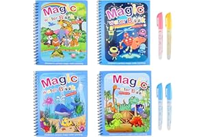 Alppihym Set di 4 Libri da Colorare Magici con Acqua per Bambini - Libri da Colorare Riutilizzabili con Effetto Colorato - Divertimento Creativo di Pittura Senza Sporco, Compatibile con Water Wow