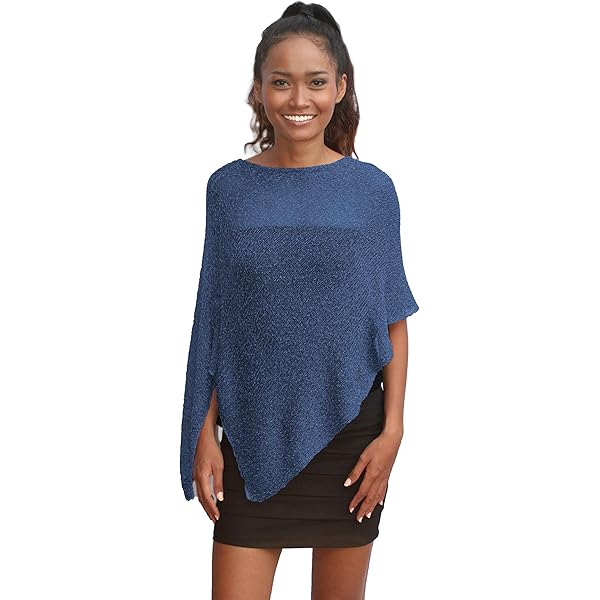 Marine Cashmere Tweekleurige poncho van kasjmiermix voor dames, zacht
