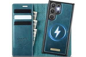 Coverilo Hülle für Samsung Galaxy S25 Ultra 5G, Abnehmbar 2-in-1 Magnetische Premium PU Leder Handyhülle Kabelloses Laden Kartenfach RFID Standfunktion Klapphülle für Galaxy S25 Ultra – Blaugrün