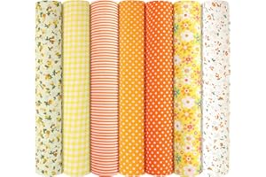 AOOSA 7 Piezas Diseño de Retales Telas 50x50cm, 100% Tela algodón Telas Patchwork, Cuadrada Florales Precortados para Costura, Acolchado, Decoración de Bricolaje, Trabajo a Mano, Textil Manualidades