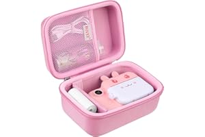 BOVKE Étui pour Appareil Photo Enfant pour ASTGMI/TIATUA/HiMont/UIONVO/Gofunly/Hangrui/ORGSTA/CNAPXAIA/MYSTILUCK Appareil Photo Enfant, Extra Maille Poche pour Papier Appareil Photo Enfant, Rose