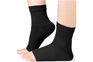 Calcetines de compresión de tobillo Cozlow (medianos, negros), tobillera eficaz con compresión de 20-30 mmHg para aliviar el dolor de pie, funda de soporte para tobillo