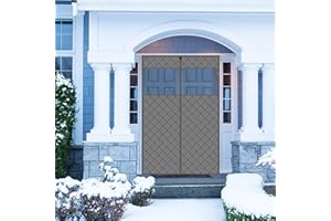 WochiTV Magnetic Thermal Insulated Door Curtain Fits Door Size 152 CM x 216 CM, Durable Waterproof Cloth, Polyester Fiber Filling, Weatherproof, Windproof, Reduce Noise, Middle Opening, Grey