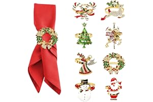ACTOYS Servilleteros Navidad, Anillos de Servilletas de Navidad, Servilleteros Navidad, Anillos de Servilleta para Decoracion Mesa Navidad, Fiesta, Cena, Año Nuevo (8 Variados, S)