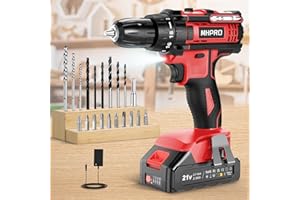 MHPRO Akkuschrauber 21V, Akku Bohrschrauber Set mit Akku 2000mAh und 20 Zubehöre, Werkzeugkoffer, Akkubohrer 42Nm Max Drehmoment, 18+1 Drehmomentstufen, 2-Gang, 10mm Bohrfutter, Akku Bohrmaschine für