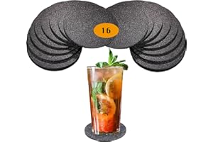 LARILOTTE Dessous de Verre Ronds en Feutre, Gris Sous Verre Lavable pour Boissons, Tasses, Bar, Verre (Gris Foncé 16pcs)