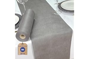 NATUARTE, Runner da Tavola Grigio, Rotolo di TNT da 25 metri x 30 centimetri, Decorazione Tavola, Stoffa Decorazione Matrimonio, Battesimi, Comunioni, Compleanni, Colore Grigio