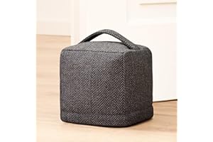 Praknu Fermaporta da Pavimento in Stoffa - Extra Pesante 1Kg - con Copertura Lavabile, Maniglia per il Trasporto e Cuscinetti Antiscivolo - Per Casa e Ufficio (Grigio)