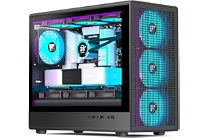 FOIFKIN X01 PC Gehäuse - Vorinstallierte 3 ARGB PWM-Lüfter, MicroATX PC Gehäuse, Top Support 360mm Radiator mit Type-C, Square Mesh Design für erhöhten Luftstrom, abnehmbare Glasseitenteile, Schwarz