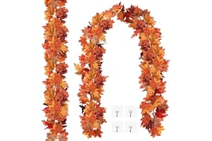 SOMYTING Lot de 2 Guirlande Feuilles Artificielles Feuilles D'érable Vigne Artificielle pour Intérieur ou Extérieur Mariage Fête Cheminée Décoration de Noël d'automne