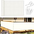 Sunnylaxx Balcony Privacy Screen 75x500 cm Fence Screen for Balcony and Patio,Balcony Cover, PES(170g/㎡) Water-Repellent Wind Protection, with Rope and Aluminium Eyelets Cream