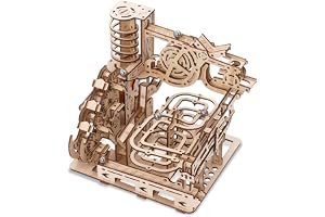 3D Pussel Träkulbana för Vuxna - Marmorbana Modell Byggsats DIY Träpussel Mekanisk Kulbana med 7 Stålkulor - Present för Män