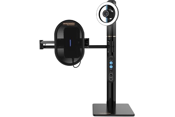 Marantz Turret - Système de Diffusion Vidéo USB-C Indépendant - Caméra Full HD, Microphone À Condensateur, Filtre Anti-Pop, LED Annulaire À Puissance Variable et Hub USB