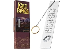 The Lord of the Rings Marcapáginas de Metal con Colgante para Niños, Adultos y Adolescentes (Plata con Anillo)