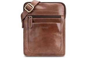 LEABAGS Detroit Borsa a tracolla I Piccola borsa a tracolla in vera pelle di bufalo con look vintage I Messenger Borsa I Borsa da ufficio I Borsa da affari I Borsa da uomo I 21x26x2 cm