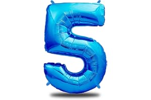 envami® Globos de Cumpleãnos 5 Azul I 101 CM Globo 5 Años I Globo Numero 5 I Decoracion 5 Cumpleaños Niños I Globos Numeros Gigantes Para Fiestas I Vuelan con Helio