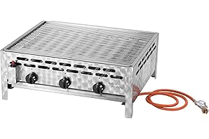 ACTIVA Gastrobräter Edelstahl Gasgrill 3 Flammig, 12kW, Grillrost