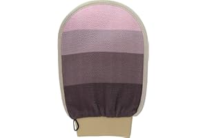 EPHA Gant Exfoliant, Double épaisseur, Intérieur Coton, Résistant Anti déchirure, Liseré Couture Renforcée, Gant de crin, Gant Kessa Hammam, Gant Gommage corps, Gant exfoliant corps (Rose)