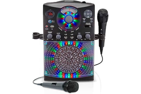 Singing Machine SML385UBK Karaoke System Bluetooth avec LED Disco Lights, CD+G, USB et Microphone - Noir