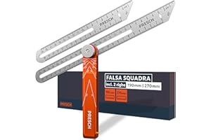 Presch Falsa Squadra incl. righello aggiuntivo - 190mm e 270mm - Estrema precisione trasferire angoli - Righello con funzione di truschino in alluminio fresato con precisione e acciaio inossidabile