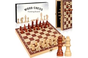 WUFANC Juego de Ajedrez Magnetico Madera 29 X 29 cm, Portátil y Plegable Tablero con Cierre Magnético Profesional y Capa Protectora Esponja, Ideal para Viajes Madera