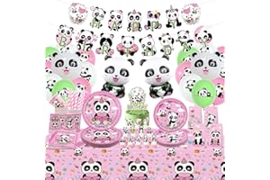YWEDIIM Panda Birthday Party Supplies, Including Happy Birthday Banner, Plate, Napkins, Balloons, Cups ,Gift Bags, Tablecloth, for Panda Themed Birthday Party Decorations Serves 20 Guests (Banner)
