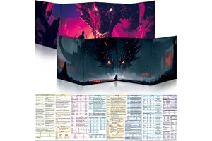 Byhoo DM insynsskydd 2 st set för D & D 5E 2 temavärldar, vattentät yta, trippelvikbar (A4), kompatibel med spelarens handbok