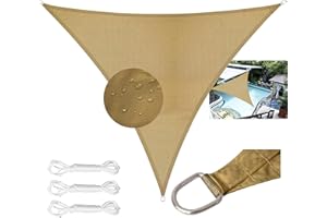 LEcylankEr Sun Shade Sail 3x3x3m Triangular PES Polyester Waterproof Sail Shade with Accessories 95% UV Block Shade Sails Sun Shades for Garden Outdoor Patio Pergola Balcony (sand, 3 x 3 x 3 m)