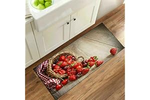 TEXTILE HOME HOME DÉCOR Textile Home 3D Non Slip Kitchen Floor Mats Fruit Mats Washable Kitchen Rug Small & Large Kitchen Floor Mats (Fruit Mats Strawberry, 50 x 150 cm)