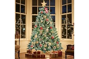 ‎SOONTRANS Soontrans Pre-lit Weihnachtsbaum mit Beleuchtung Winterzauber Künstlicher Weihnachtsbaum mit Gefrostete Spitzen & 250 Warmweiß LEDs mit 8 Leuchtmodi & 570 PVC-Zweigen & 28 Tannenzapfen (H180 cm