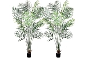 Leflos 195 cm Palmera Artificial Dypsis Lutescens, Planta de Interior sólo con 18 Troncos Desmontables, decoración para Oficina, Tienda, Piso y Fiesta, 2 Piezas