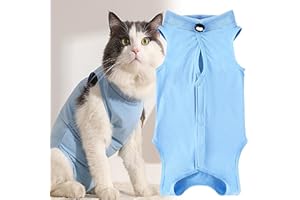 WDEC L 5-7 kg Katzenbody Nach Op Anti-leckende für Katze Body Operation Haut-Krankheit Recovery Body Katze Kleidung Nach Kastration E-Halsband Alternative für Katzen Hunde, Katzenbekleidung (blau)