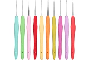 Curtzy Set Uncinetto Ergonomico in Alluminio (10 Misure) - Set Uncinetti Ergonomici con Impugnatura Morbida da 13 cm - Dimensioni da 0,5 a 2,75 mm - Kit Uncinetto Completo per Principianti ed Esperti