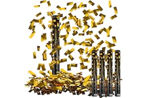 Confetti Cannons Gold, Fewlew 4pcs Party Poppers 40cm, 6M Effect Height, Confetti Cannons Large, Party Poppers Birthday, for Party, Weddings, Anniversary, Graduation, New Year(sequins)